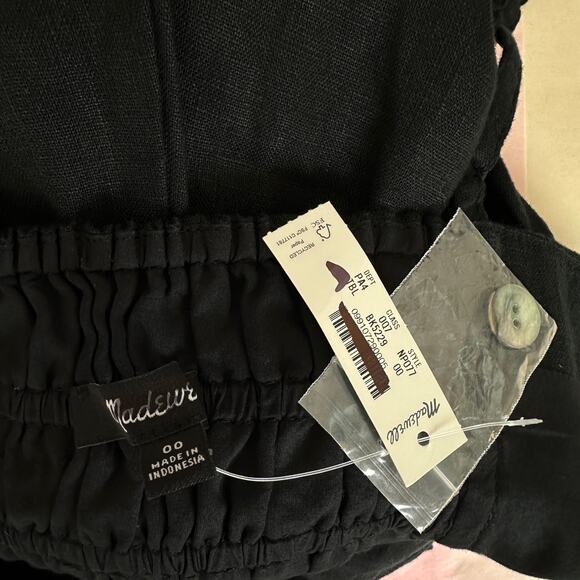 Madewell Sleeveless Wide Leg Jumpsuit 100% Linen Black Pockets Flowy US 00 NWT - Picture 8 of 16
